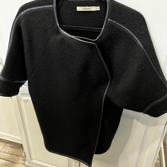 J Brand wool coat with leather trim - Picture 3 of 4